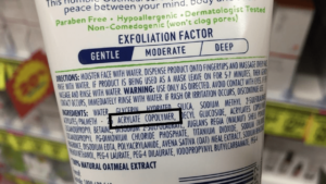 skincare label highlighting BAD ingredient